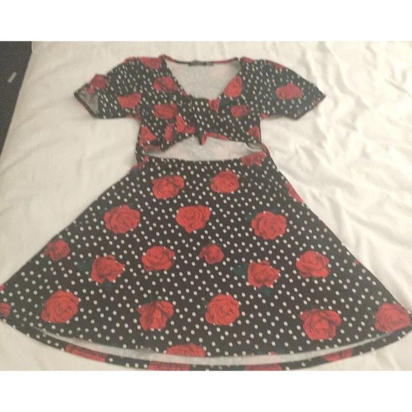 Women's Cut It Out Floral Polka Dot Rose Pattern Mini Dress Size 4 Nasty Gal - Picture 7 of 12